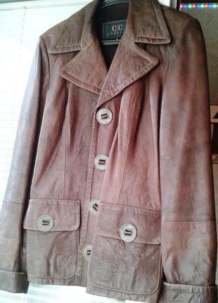 Качественный кожаный пиджак, куртка. р. 48-503 фото