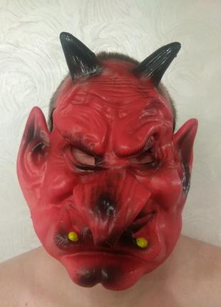 Карнавальная маска черт дьявол демон вампир на взрослого
