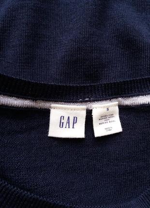 Джемпер кофта пуловер от американского бренда gap из сверхтонкой шерсти мерино темно-синий6 фото