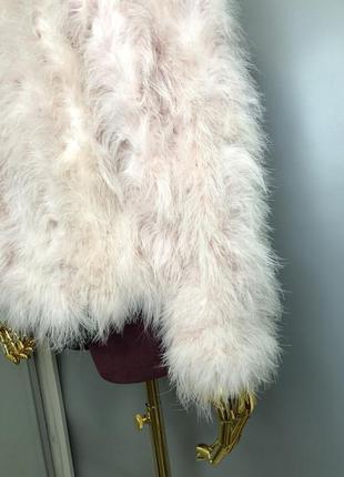 Рожева пудра шуба накидка з страусового пір'я шубка пальто rundholz owens7 фото