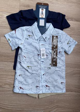 Комплект летней одежды andy&evan для мальчика из трёх изделий( рубашка, футболка, шорты)