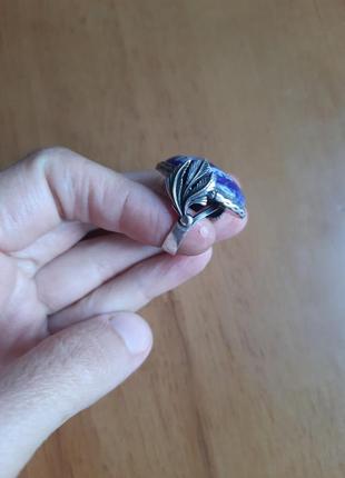 Кольцо перстень серебро 925 камень натуральный лазурит6 фото