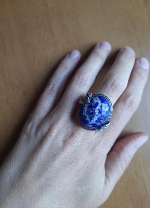 Кольцо перстень серебро 925 камень натуральный лазурит5 фото