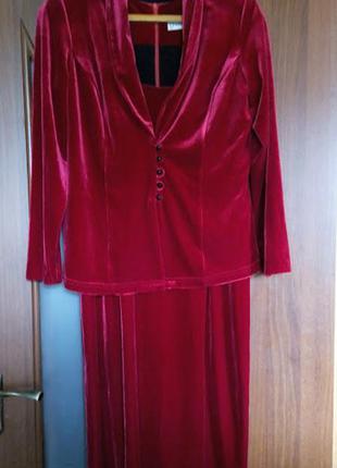 Велюровый костюм двойка комплект вечернее платье и пиджак бархатный2 фото