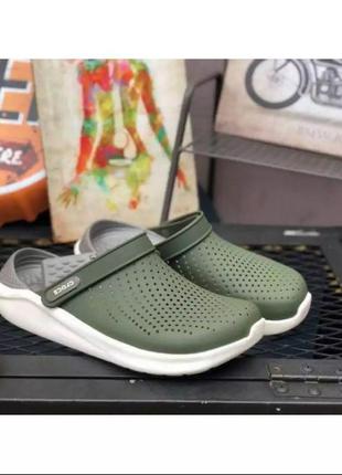 Крокс лайтрайд клог хаки crocs literide clog army green/white2 фото