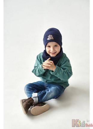 Набір шапка + хомут синього для хлопчика "шелдон" дембохауc