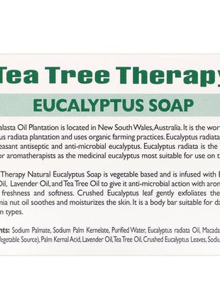 Отшелушивающее кусковое мыло на растительной основе «эвкалиптовое» tea tree therapy (сша)2 фото