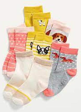 Дитячі шкарпетки, шкарпетки для дівчинки old navy, набір 6 пар шкарпеток, р. 2-3 і 4-5 років
