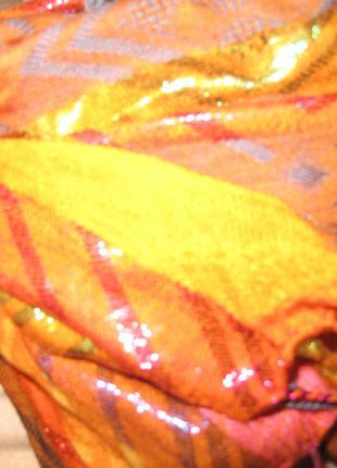 Стильний оранжевий шарф люрекс2 фото
