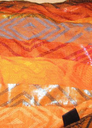 Стильний оранжевий шарф люрекс4 фото
