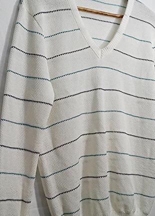 Свитер пуловер винтаж джемпер белый в черно-бирюзовую полоску, made in italy5 фото