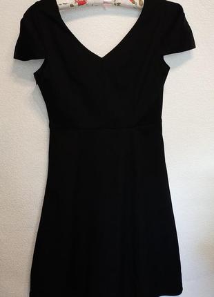 Черное платье миди размер s с юбкой а-силуэта orsay6 фото