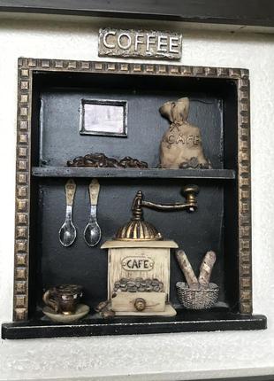 Картина 3d кофемолка декор кофе