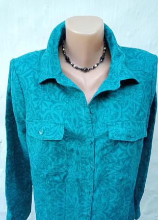 Новая красивая изумрудная базовая рубашка в принт croft&barrow 🍾3 фото