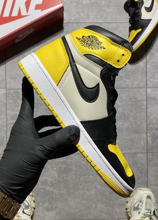 Кросівки nike air jordan 1 mid yellow black