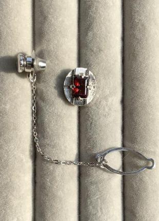 Пін срібло гранат для краватки японія натуральний гранат вінтаж ретро клеймо