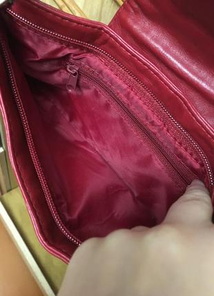 Сумка сумочка маленькая клатч из эко искусственной заменителя кожи красная с короткой ручкой ремешком в стиле винтаж ретро винтажная4 фото