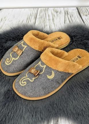 Тапочки жіночі кімнатні белста з закритим носком, сірі з рудим