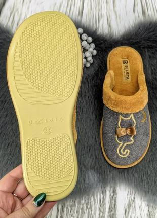 Тапочки жіночі кімнатні белста з закритим носком, сірі з рудим