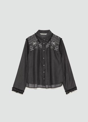 Zara рубашка с вышивкой р. мех 30 на рост 175/96а8 фото