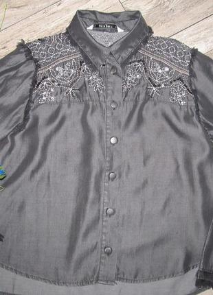 Zara рубашка с вышивкой р. мех 30 на рост 175/96а3 фото