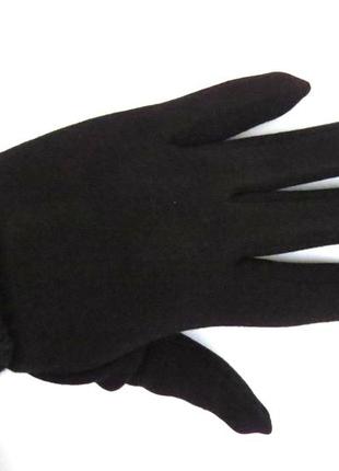 Женские зимние темно-синие перчатки с вязаным верхом2 фото