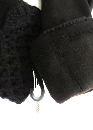 Женские зимние темно-синие перчатки с вязаным верхом4 фото