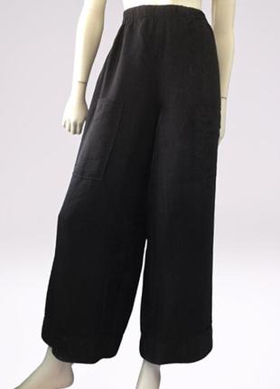 Широкие льняные брюки-кюлоты на резинке с супер высокой посадкой бренда chiara, италия1 фото