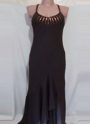 Новое шикарное шоколадное шифоновое вечернее платье 'yessica' 46р1 фото