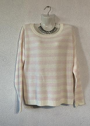 Білий светр, кофта пуловер реглан в'язаний оверсайз ніжний м'який