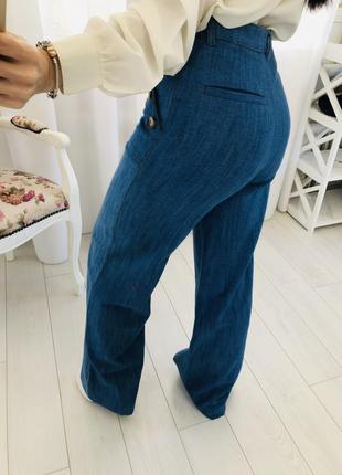 Zara голубые широкие брюки палаццо высокая посадка8 фото