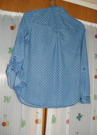 Супер рубашка  синего цвета в белый горошек,р.10"f&f"2 фото