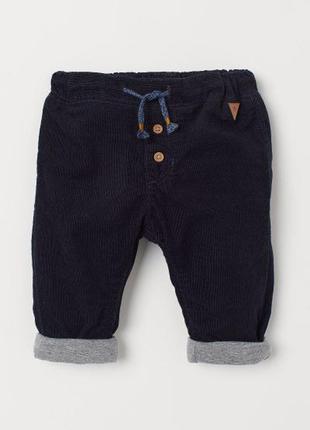 Стильні вельветові штани c трикотажною підкладкою для хлопчика h&m (сша)2 фото