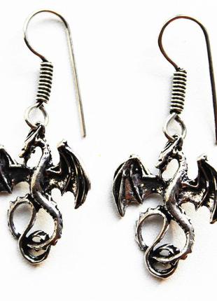 Серьги индийский мельхиор стиль бохо этно эксклюзив дракон