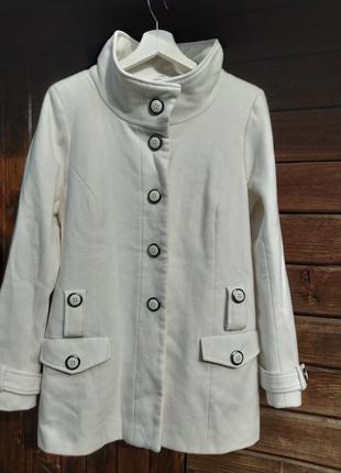 Полупальто, білосніжне коротке пальто, на стійці savida2 фото