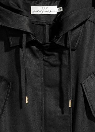 Черная парка куртка плащ h&m хлопок oversize2 фото