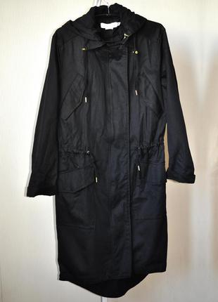Черная парка куртка плащ h&m хлопок oversize5 фото