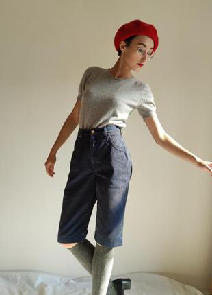 Бермуды шорты капри бриджи винтаж джинсовые деним высокая посадка талия laura biagiotti