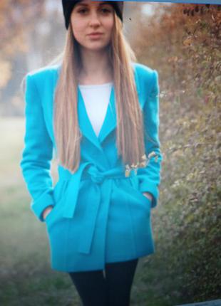 Пальто кашемировое голубого цвета2 фото