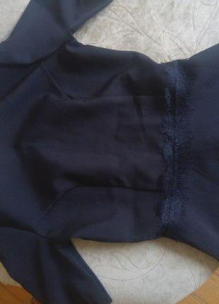 Жіночий чорний костюм з мереживом, кофта баска з брюками2 фото