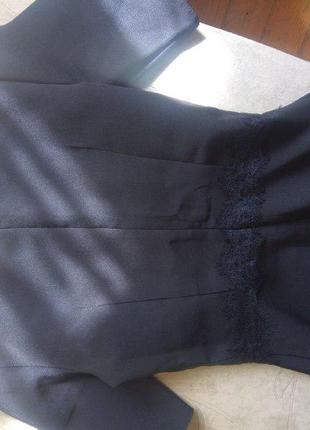 Жіночий чорний костюм з мереживом, кофта баска з брюками4 фото