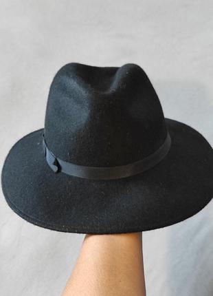 Шляпа черная фетровая женская строгая. унисекс.