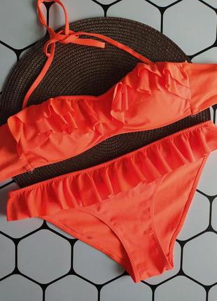 Яскравий неоновий купальник бандо)))розмір 38