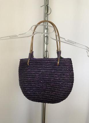 Романтик маленькая сумочка-корзинка фиолетовая с розами2 фото