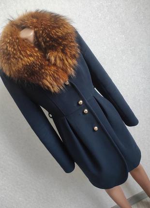 Пальто с мехом шикарное пальто миди3 фото