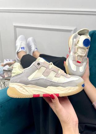 Жіночі популярні демісезонні кросівки adidas niteball 🆕сірі з бежевим адідас найтбол🆕