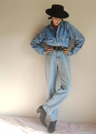Джинсы винтаж голубые классика мом мам высокая посадка талия4 фото