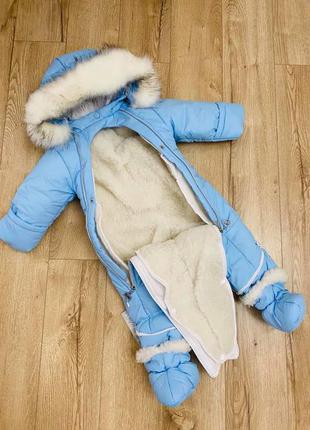 Зиний конверт комбенизон для дівчинки3 фото