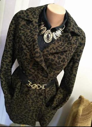 Шерстяное пальто кокон принт леопард на м с1 фото
