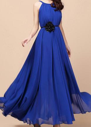 Платье из шифона размер s-l королевский синий2 фото